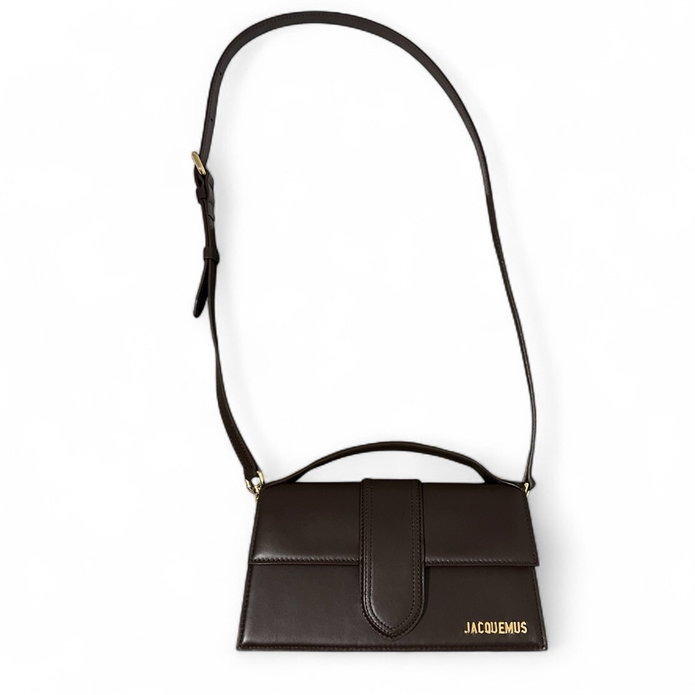 Jacquemus Le Bambino Dark Brown Leather Gold Hardware Crossbody Bag with COA